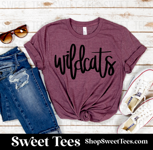 Onalaska Wildcats Hand Lettered Script tee