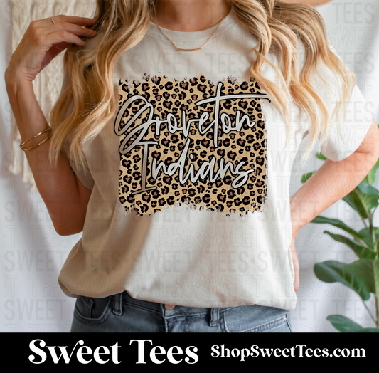 Groveton Indians Leopard Swatch tee