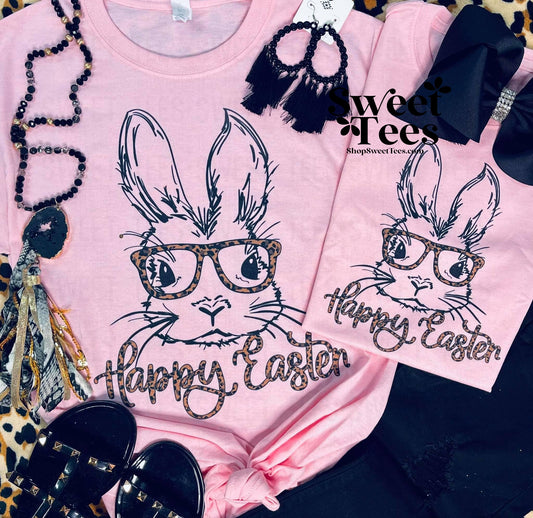 Bunny Leopard Glasses tee