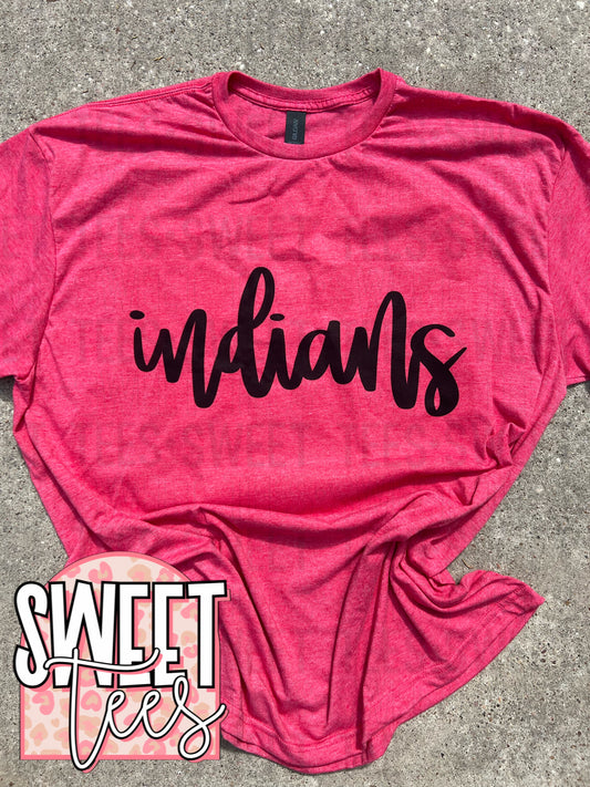 Indians Hand Lettered Script tee