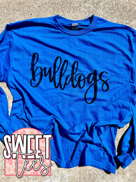 Bulldogs Hand Lettered Script LONG SLEEVE