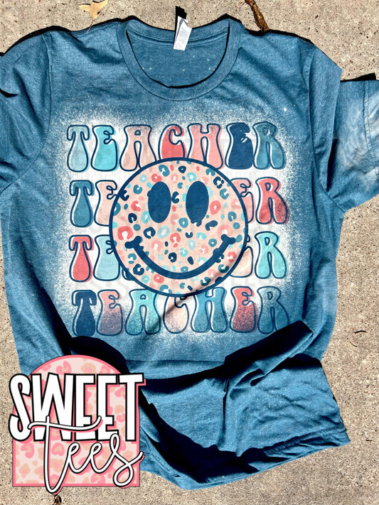 Retro Teacher Smiley tee