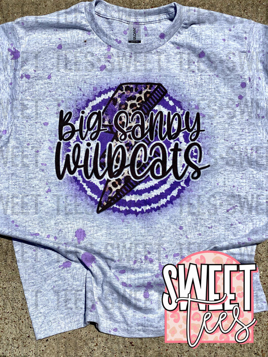 Big Sandy Wildcats Tiedye Leopard Bolt tee