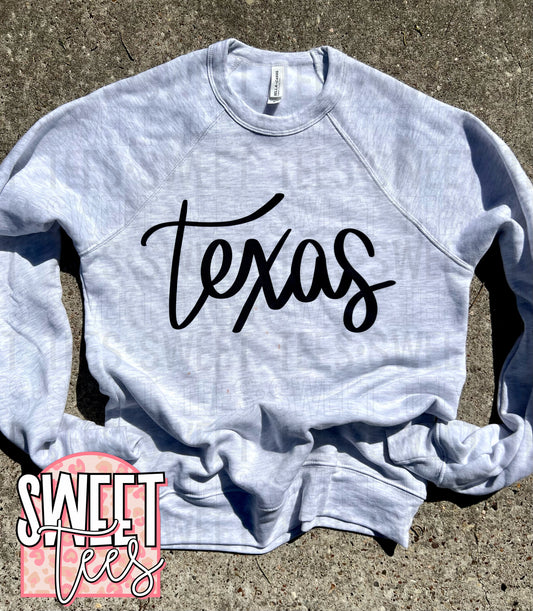 Texas Hand Lettered Script Bella Sweatshirt