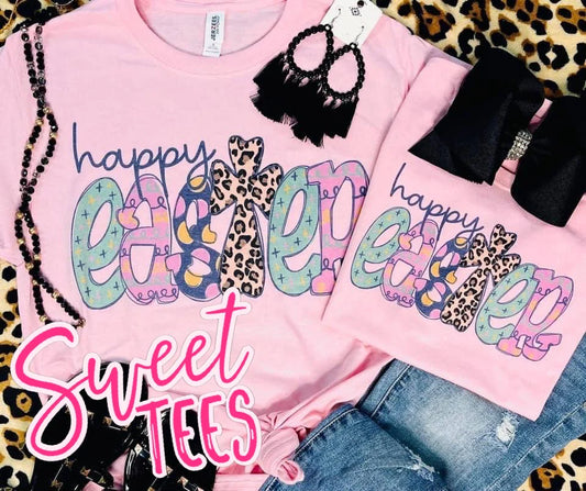 Happy Easter Leopard Cross tee