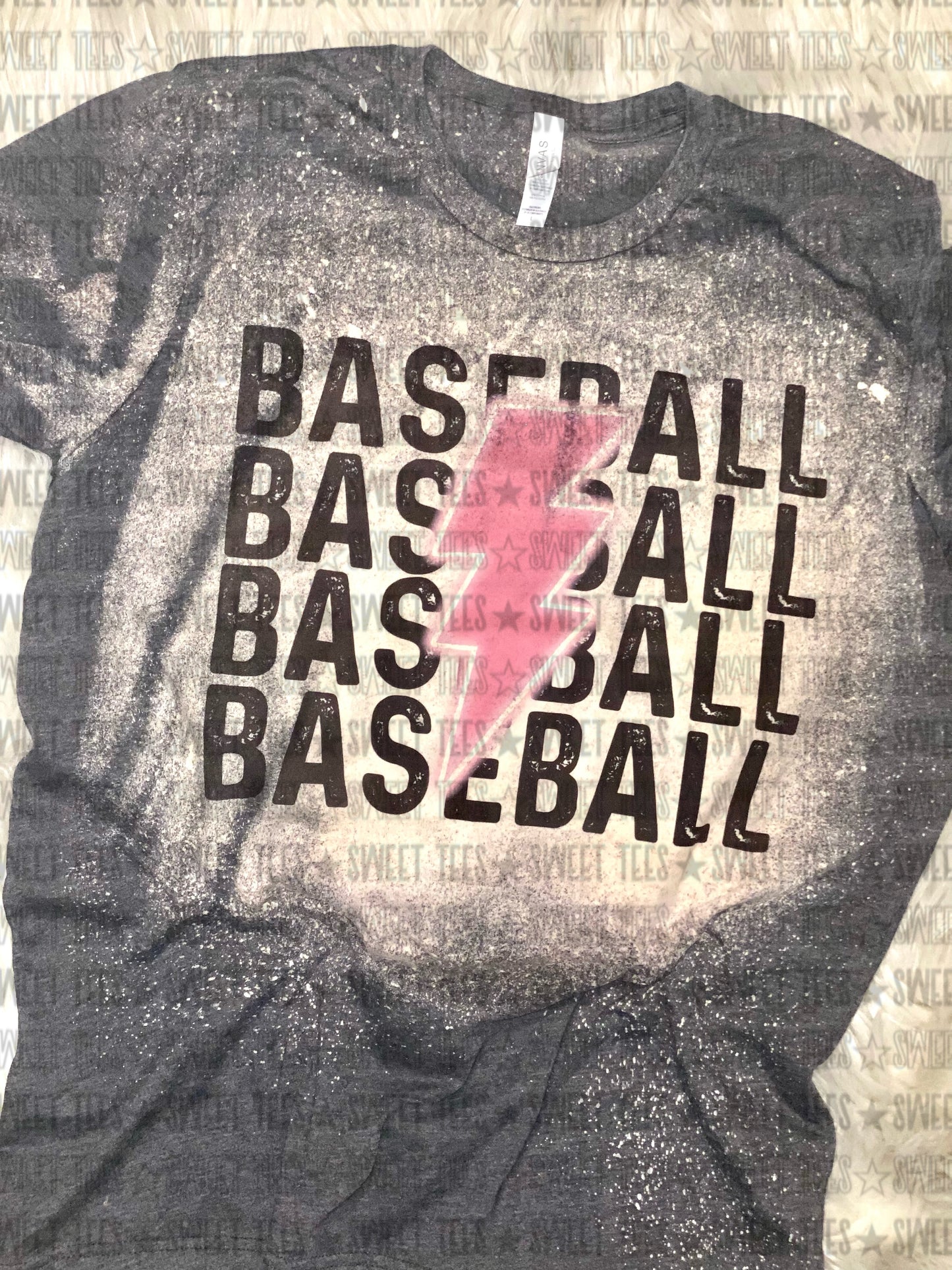 Baseball Bolt tee - pink