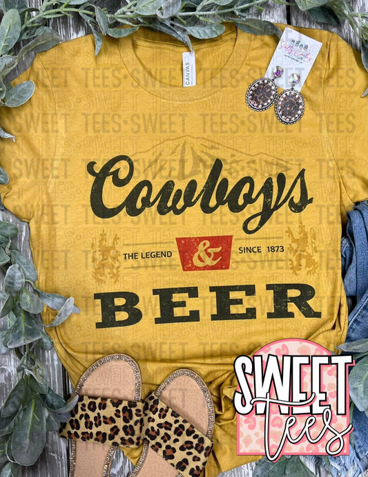 Cowboys and Beer mustard tee