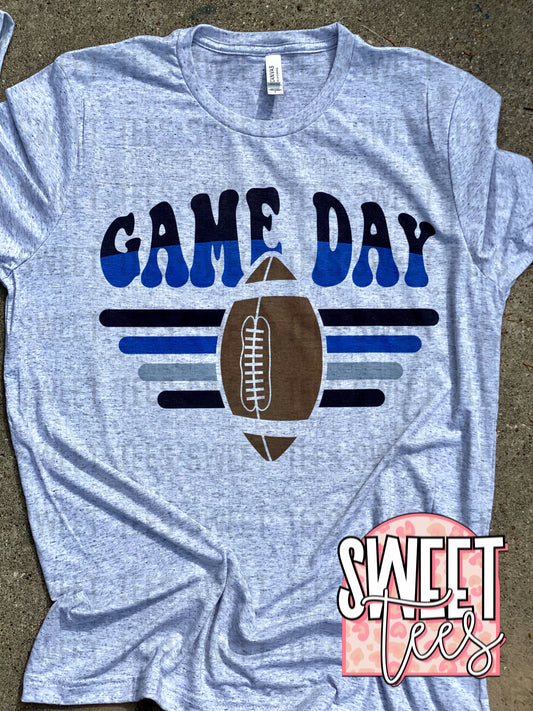 Game Day Blue Lines Football tee