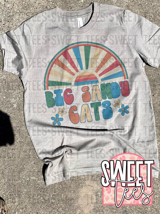 Big Sandy Cats Retro Sun Rainbow tee