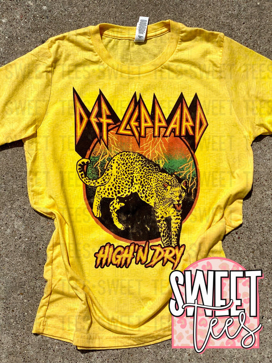 Def Leppard High N Dry Yellow tee