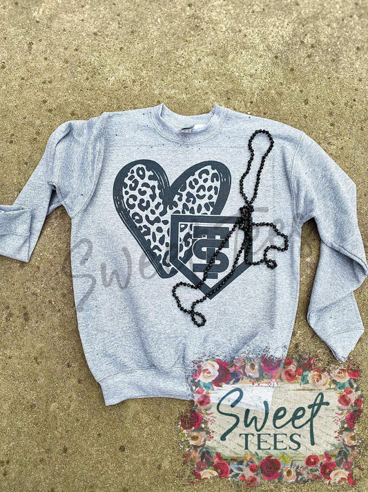 Texas Slam Leopard Heart Sweatshirt