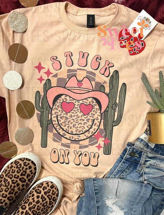 Stuck on You Smile Cowboy Valentine tee