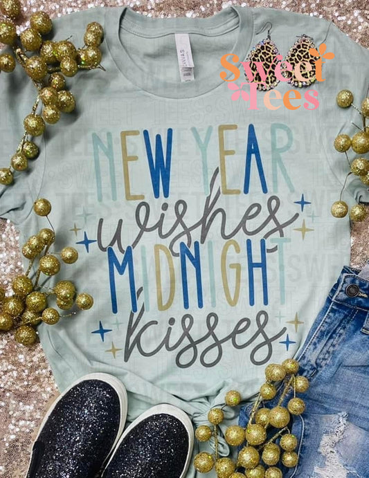 New Year Wishes Midnight Kisses tee