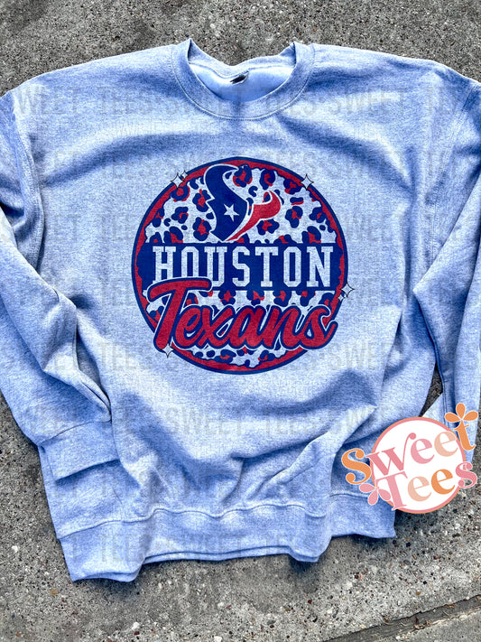 Houston Texans Leopard Circle Sweatshirt