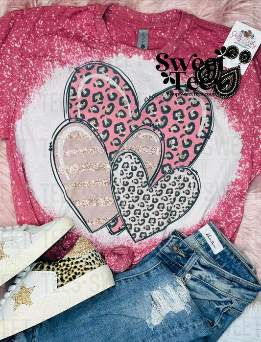 Pink Leopard Hearts tee