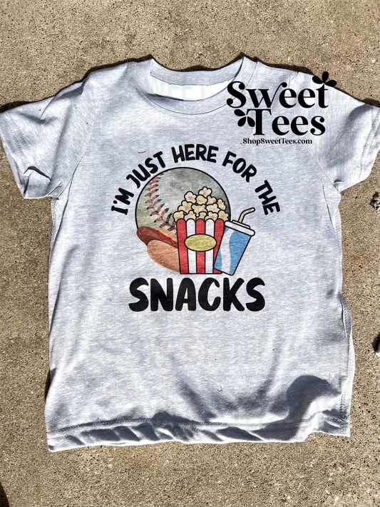 I'm Just Here for the Snacks Baseball tee